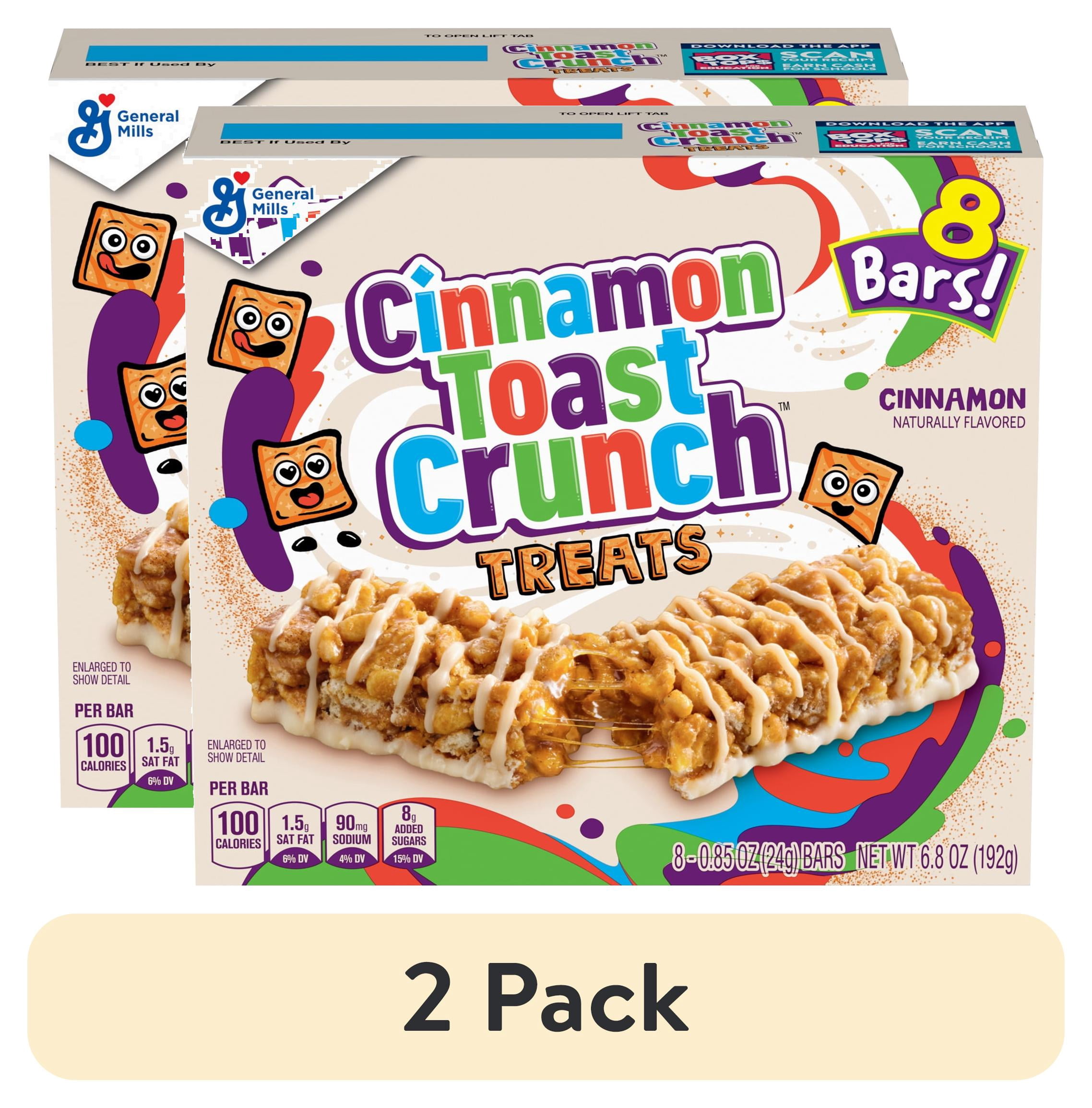 (2 pack) Cinnamon Toast Crunch Cereal Treat Bars, Snack Bars, 8 Count, 6.8 oz