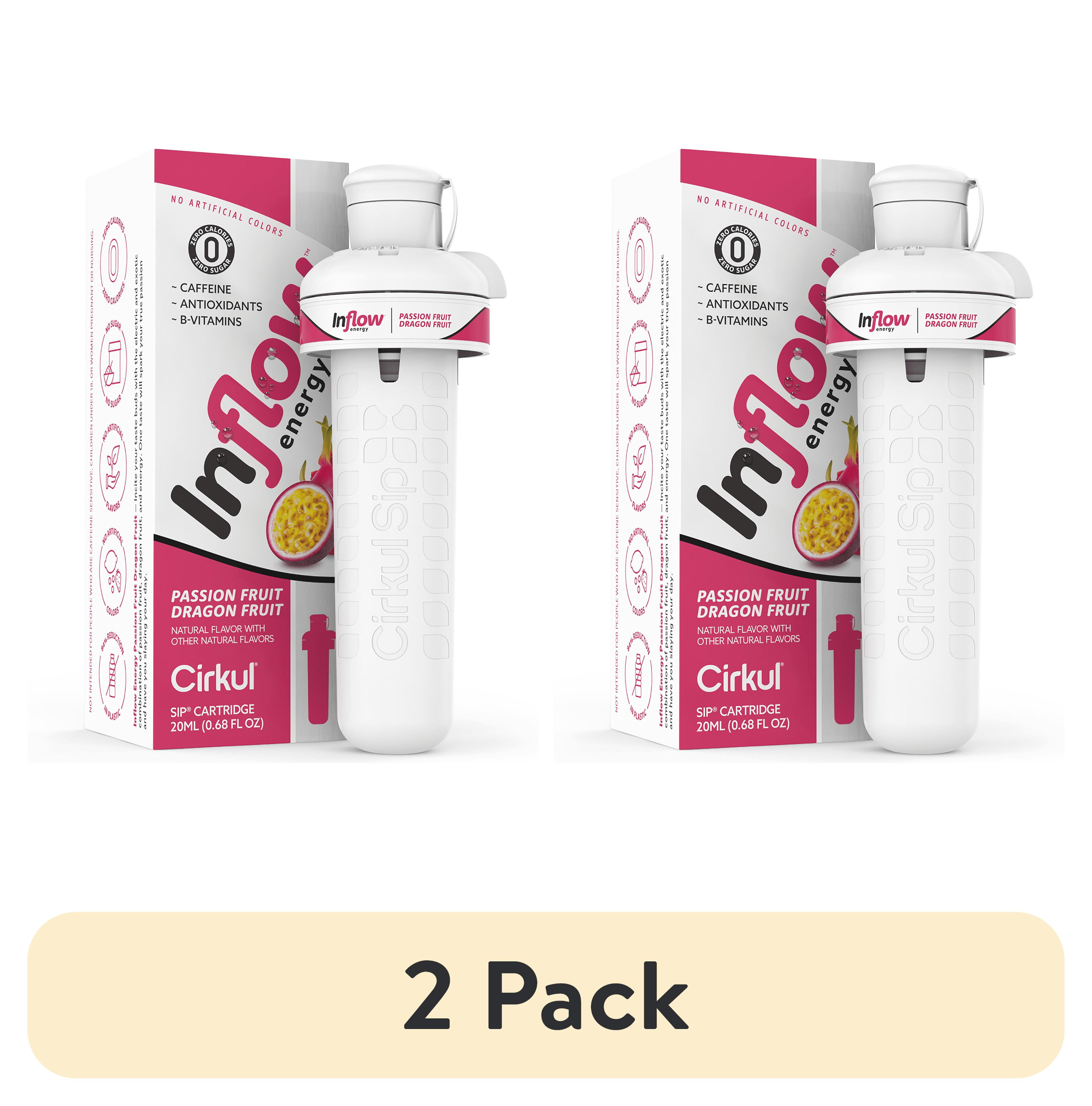 (2 pack) Cirkul Inflow Energy Passion Fruit Dragon Fruit Flavor Cartridge, Drink Mix, 1-Pack