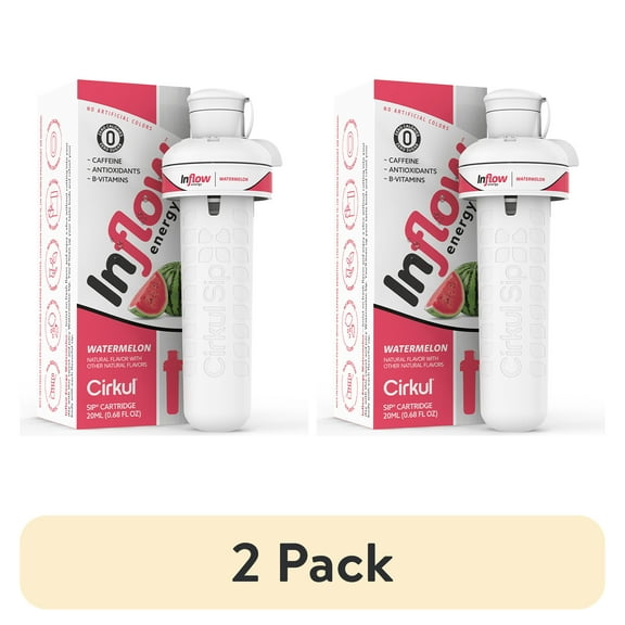 (2 pack) Cirkul Inflow Energy Watermelon Flavor Cartridge, Drink Mix, 1-Pack