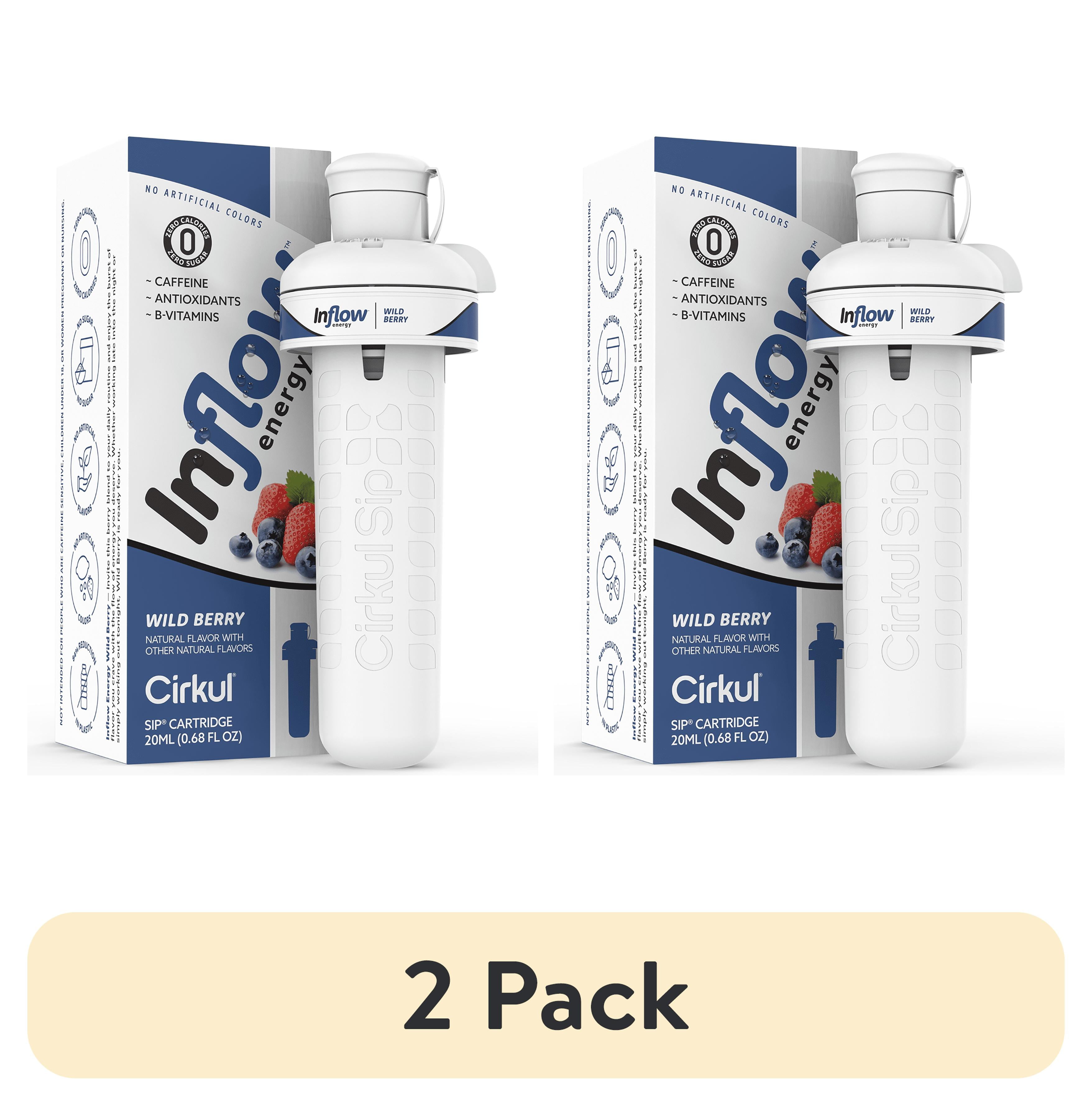 (2 pack) Cirkul Inflow Energy Wild Berry Flavor Cartridge, Drink Mix, 1-Pack