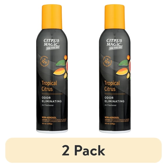 (2 pack) Citrus Magic Auto Air Freshener Spray, Tropical Citrus, 8-Ounce