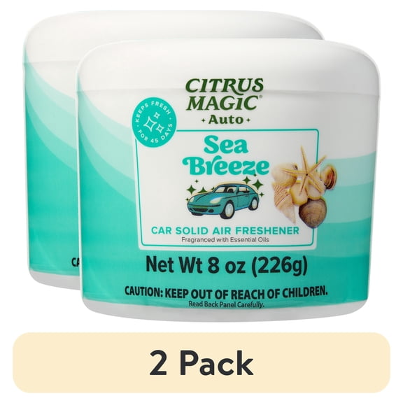 (2 pack) Citrus Magic Auto Solid Air Freshener and Deodorizer, Sea Breeze, 8-Ounce