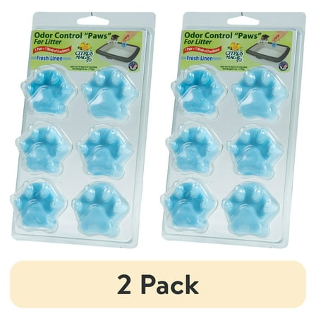 (2 pack) Citrus Magic Pet Odor Control "Paws" for Cat Litter, Fresh Linen, 6 oz