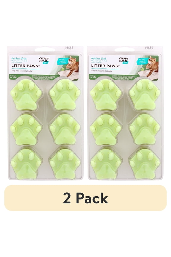 (2 pack) Citrus Magic Pet Odor Control Litter Paws, Outdoor Fresh Scent, 6-Count
