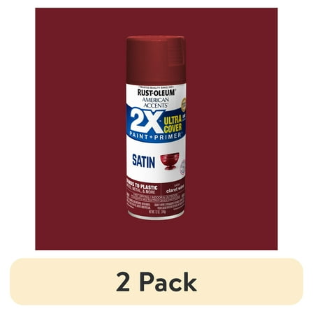 (2 pack) Claret Wine, Rust-Oleum American Accents 2X Ultra Cover Satin Spray Paint-327940, 12 oz