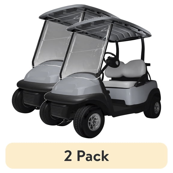 (2 pack) Classic Accessories Fairway Standard Portable Golf Cart Windshield, 47"L (roof) x 36"H, White/Clear