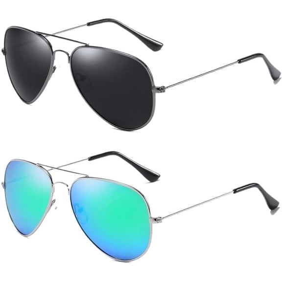 2 pack Classic Aviator Sunglasses for Men Women Driving Sun glasses Polarized Lens UV Blocking-USA