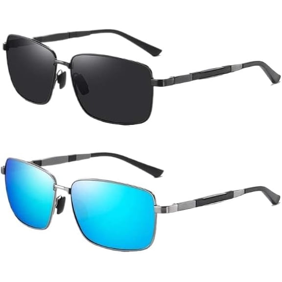 2 pack Classic Polarized Aviator Sunglasses for Men Metal frame driver sunglasses-USA