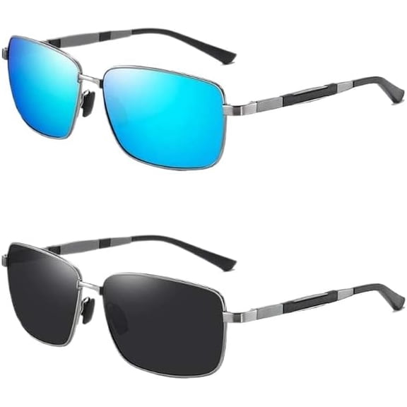 2 pack Classic Polarized Aviator Sunglasses for Men Metal frame driver sunglasses-USA