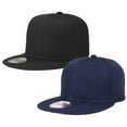 thumbnail image 1 of 2-pack Classic Snapback Hat Cap Hip Hop Style Flat Bill Blank Solid Color Adjustable Size Black & Navy, 1 of 6
