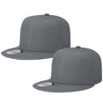 thumbnail image 1 of 2-pack Classic Snapback Hat Cap Hip Hop Style Flat Bill Blank Solid Color Adjustable Size Dark Grey & Dark Grey, 1 of 6