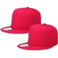 thumbnail image 1 of 2-pack Classic Snapback Hat Cap Hip Hop Style Flat Bill Blank Solid Color Adjustable Size Hot Pink & Hot Pink, 1 of 6