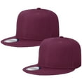thumbnail image 1 of 2-pack Classic Snapback Hat Cap Hip Hop Style Flat Bill Blank Solid Color Adjustable Size Wine & Wine, 1 of 6