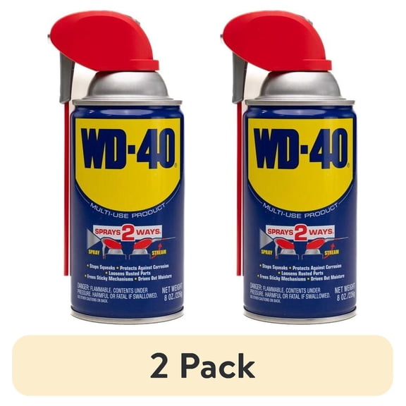(2 pack) Classic WD-40 Formula, Multi-Purpose Lubricant Spray Smart Straw, 8 oz, Machine & Tool Lubricant