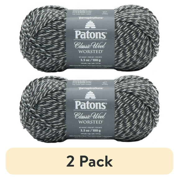 (2 pack) Patons Classic Wool Yarn-Dark Grey Marl