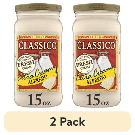 (2 pack) Classico Extra Creamy Alfredo Pasta Sauce, 15 oz Jar