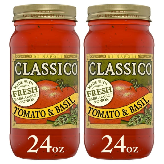 (2 pack) Classico Tomato & Basil Pasta Sauce, 24 oz Jar