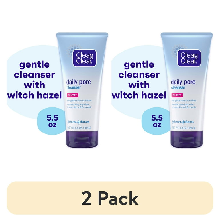 2 pack) Clean & Clear Daily Pore Facial Cleanser for Acne-Prone