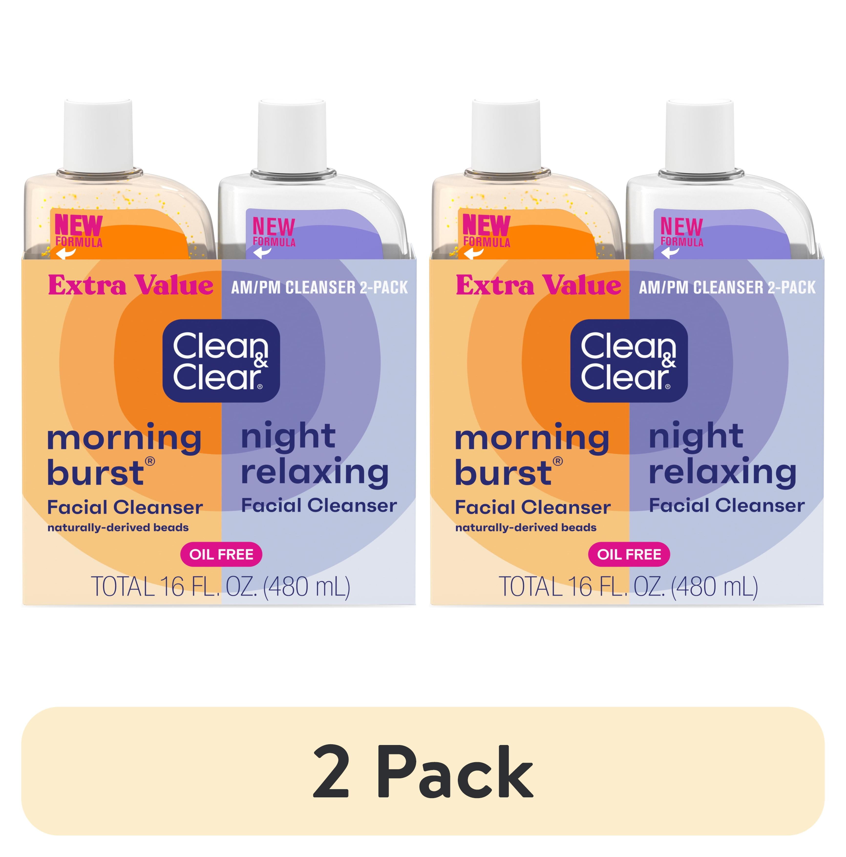2 pack) Clean & Clear Day and Night Acne Face Wash, Oil-Free, 8 fl