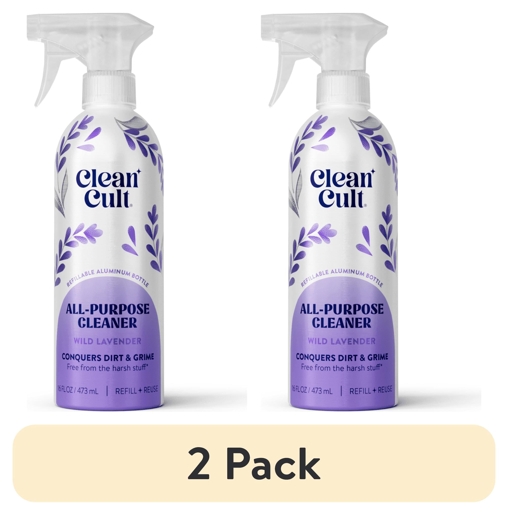 (2 pack) Cleancult All Purpose Cleaner, Refillable Aluminum Bottle, Lavender 16 fl oz