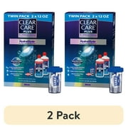4 pack CLEAR CARE PLUS Cleaning & Disinfecting Contact Lens Solution with Case, 12 oz, Twin Pack