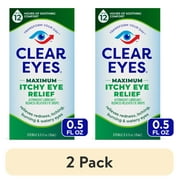 2 pack Clear Eyes Maximum Itchy Eye Relief Lubricant Eye Drops, 0.5 fl oz