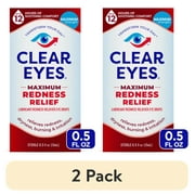 (2 pack) Clear Eyes Maximum Red Eye Relief Lubricant Eye Drops, Daily Use, 0.5 fl oz