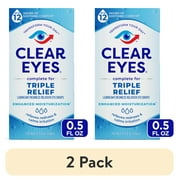 (2 pack) Clear Eyes Triple Relief Lubricant Eye Drops, 0.5 fl oz