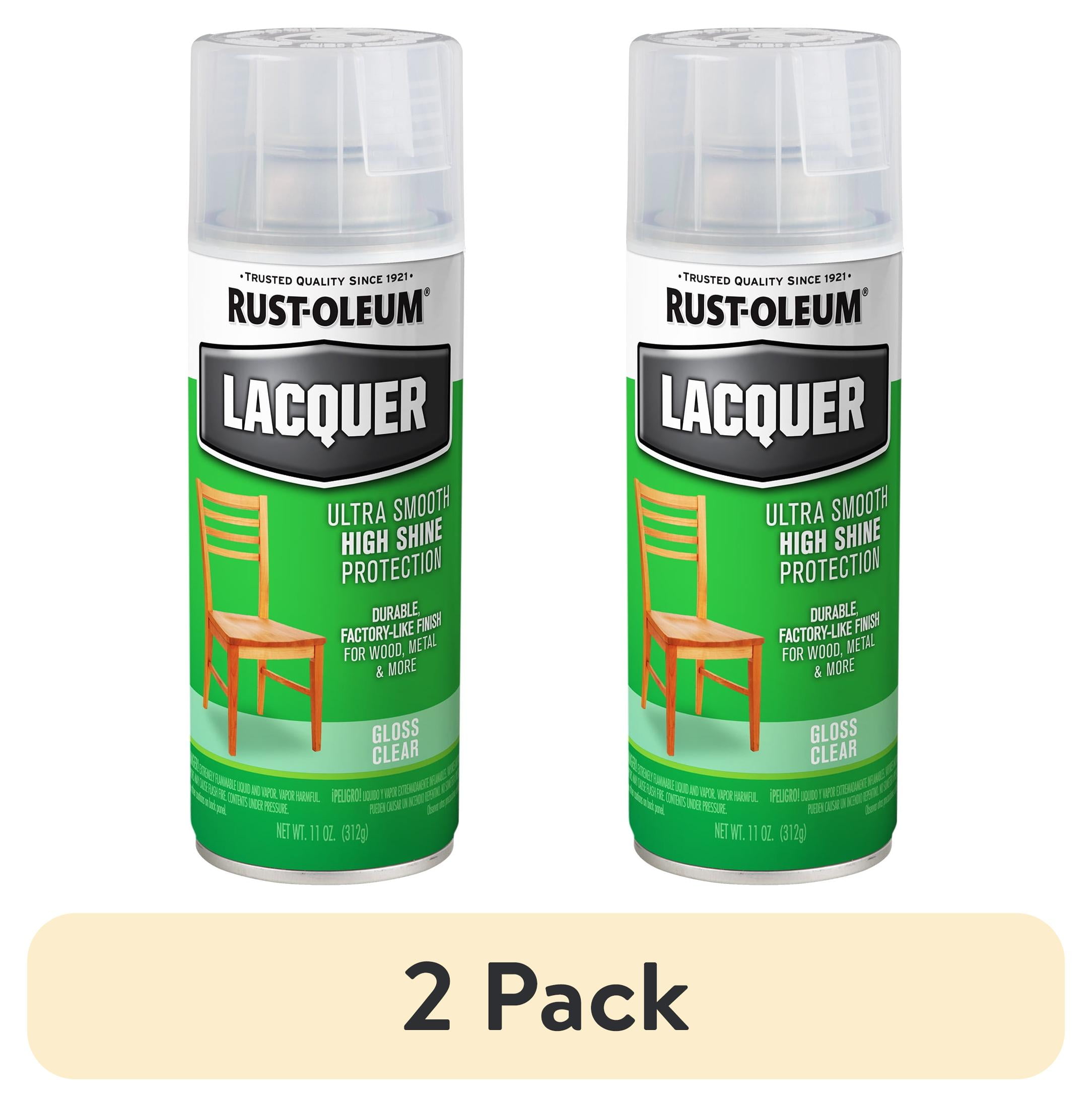 (2 pack) Clear, Rust-Oleum Lacquer Gloss Spray Paint-1906830, 11 oz
