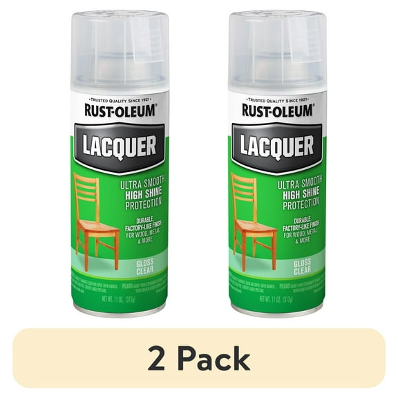 (2 pack) Clear, Rust-Oleum Lacquer Gloss Spray Paint-1906830, 11 oz