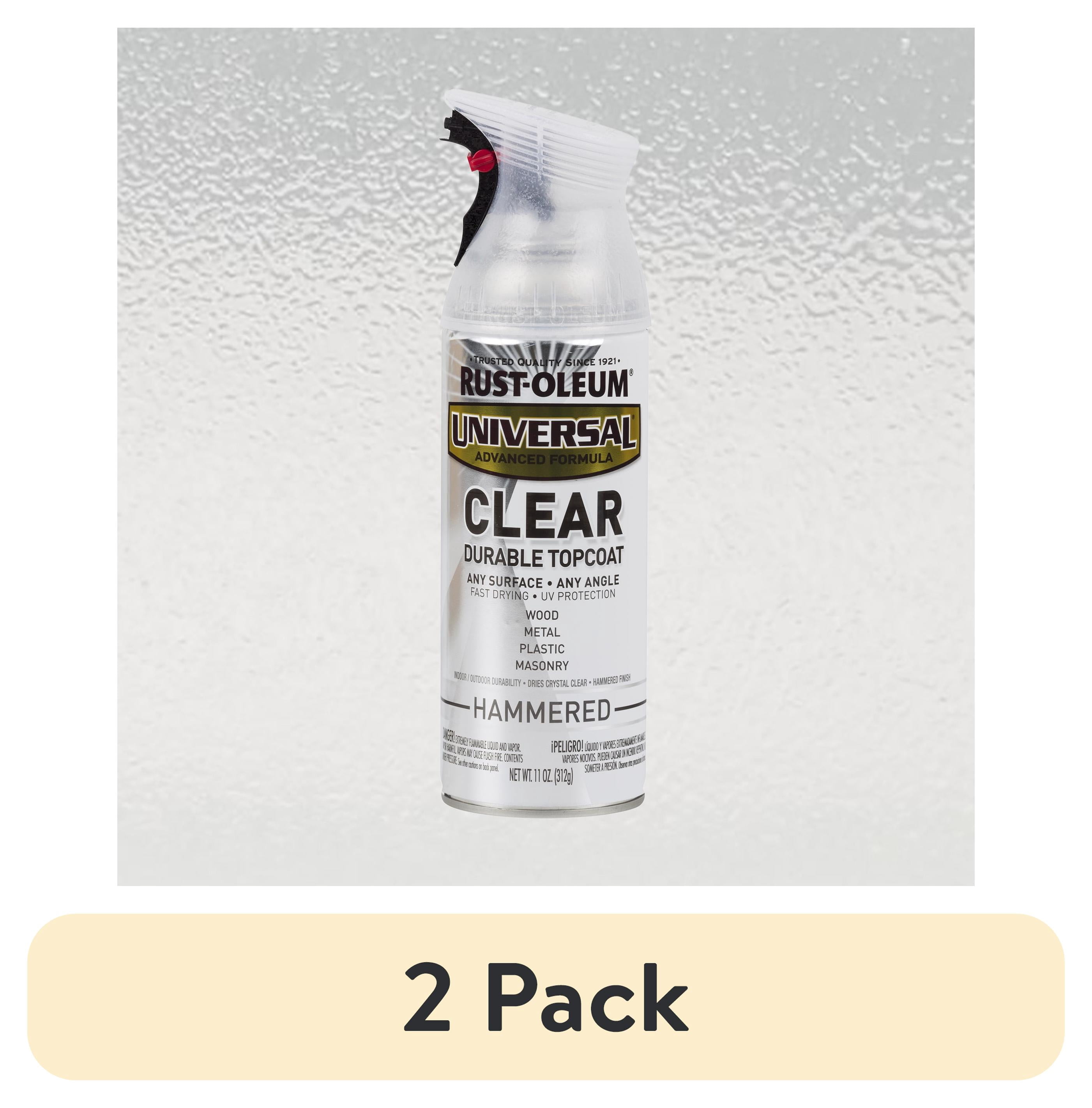 (2 pack) Clear, Rust-Oleum Universal All Surface Interior/Exterior Gloss Hammered Spray Paint, 11 oz