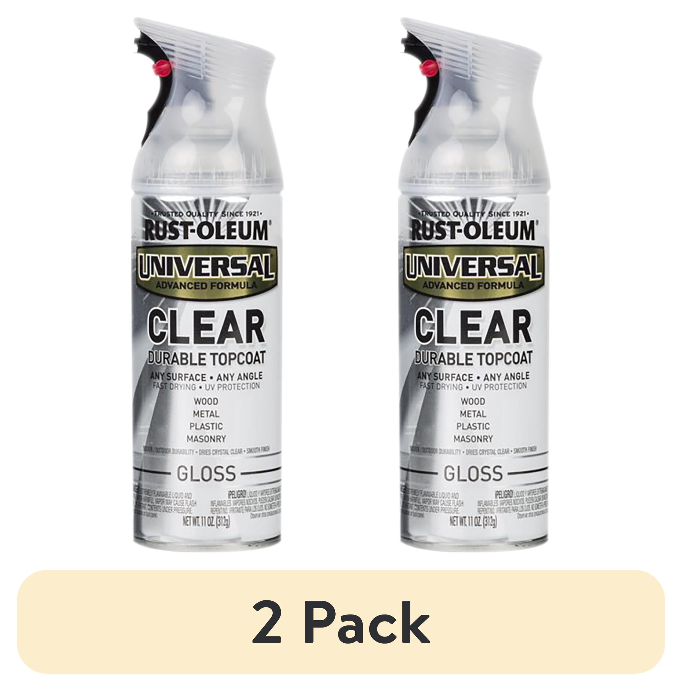 (2 pack) Clear, Rust-Oleum Universal Topcoat Gloss Spray Paint-317901, 11 oz