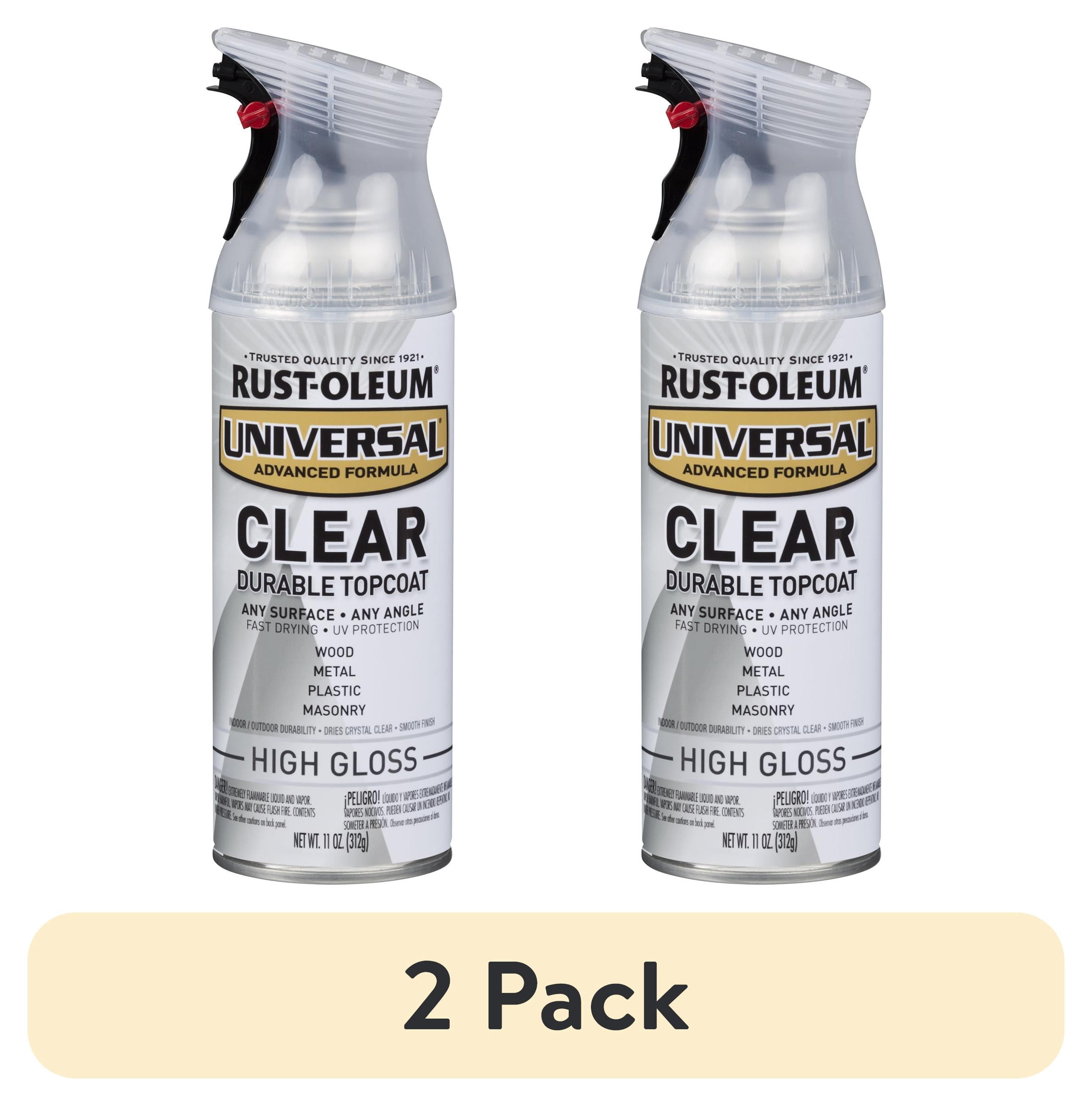(2 pack) Clear, Rust-Oleum Universal Topcoat High Gloss Spray Paint-302110, 11 oz