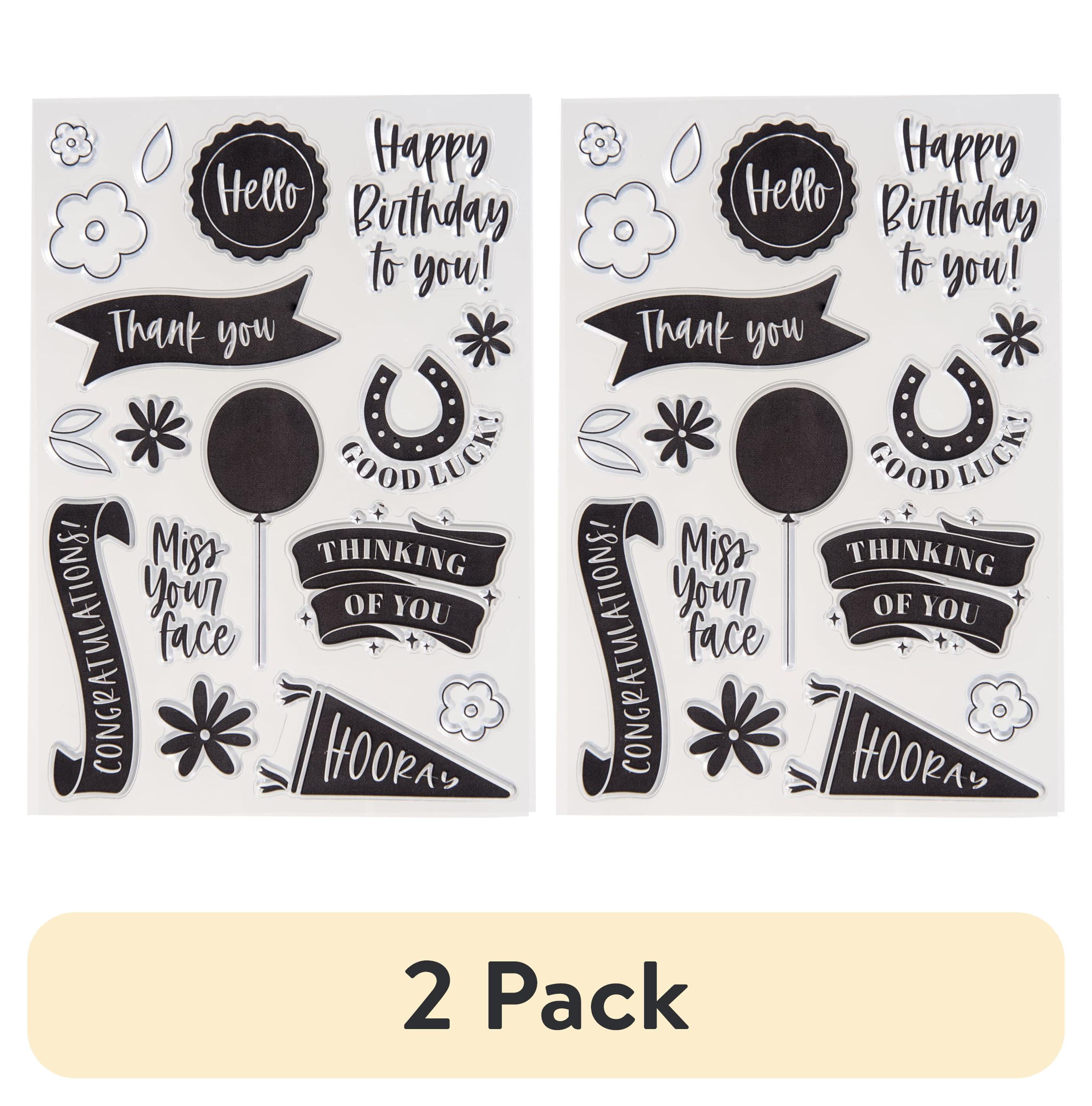 (2 pack) Clear Sentiment Silicon Craft Stamps for Cards and Scrapbooking - 4.5" x 6.375" Sheet