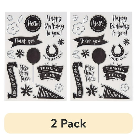 (2 pack) Clear Sentiment Silicon Craft Stamps for Cards and Scrapbooking - 4.5" x 6.375" Sheet
