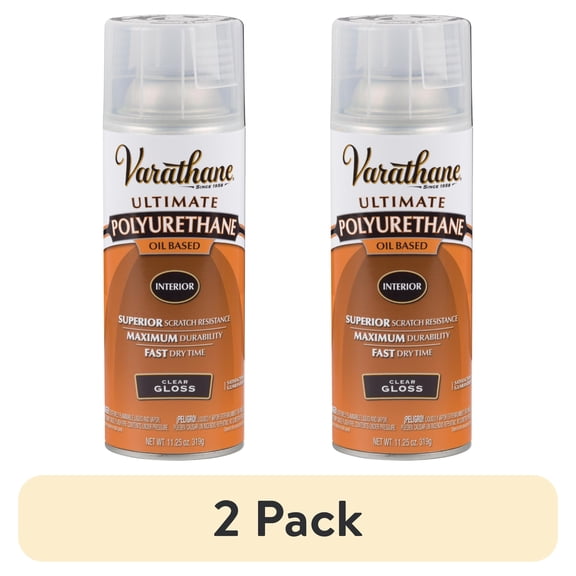 (2 pack) Clear, Varathane Gloss Ultimate Polyurethane Oil-Based-9081, 11.25 oz Spray