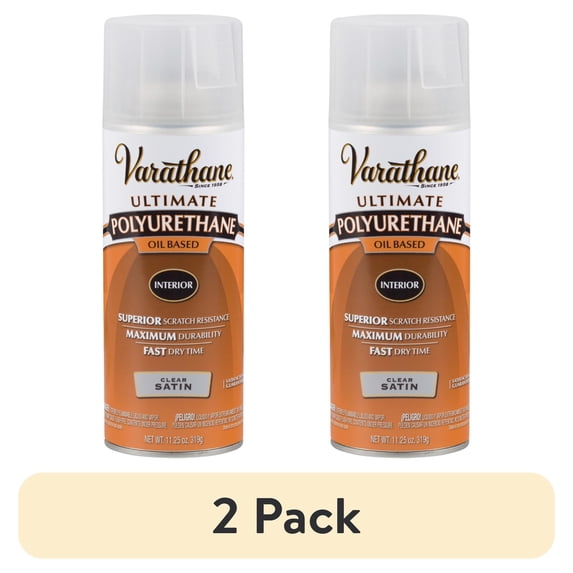 (2 pack) Clear, Varathane Satin Ultimate Polyurethane Oil-Based-9181, 11.25 oz Spray