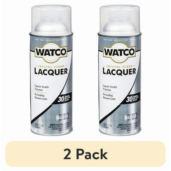 (2 pack) Clear, Watco Lacquer Gloss Wood Finish, 11 oz