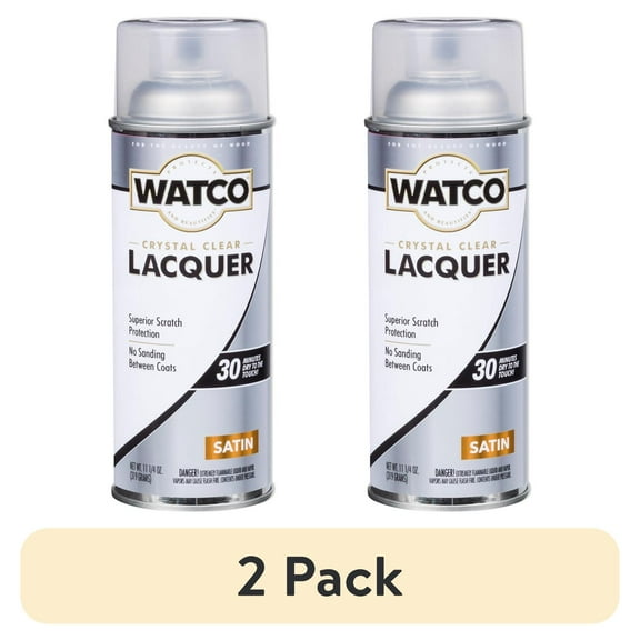 (2 pack) 6 Pack, Clear, Watco Lacquer Wood Finish Satin Spray- 63281, 11.25 oz.