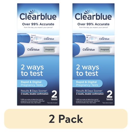 (2 pack) Clearblue Pregnancy Test Combo Pack, Digital with Smart Countdown & Rapid Detection 2 Ct