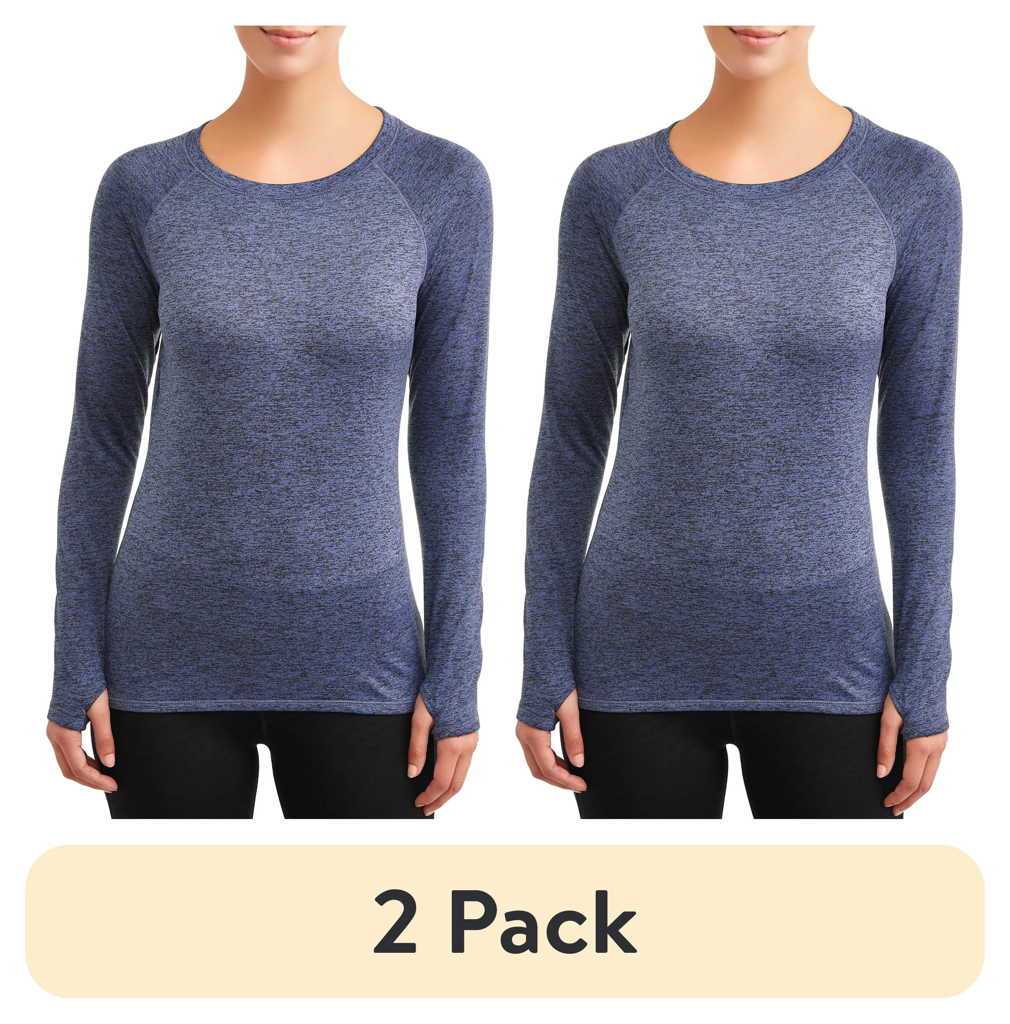 (2 pack) ClimateRight by Cuddl Duds Women's Warm Plush Warmth Crew Neck Base Layer Top, Sizes XS to 4X