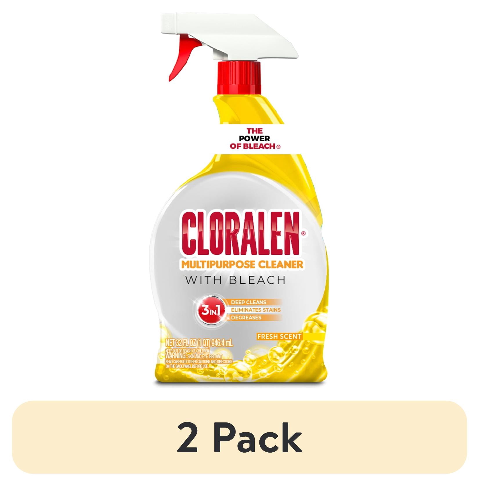(2 pack) Cloralen Household Cleaning Spray, 3-in-1 All Purpose Cleaner, with Liquid Bleach, 32 fl oz