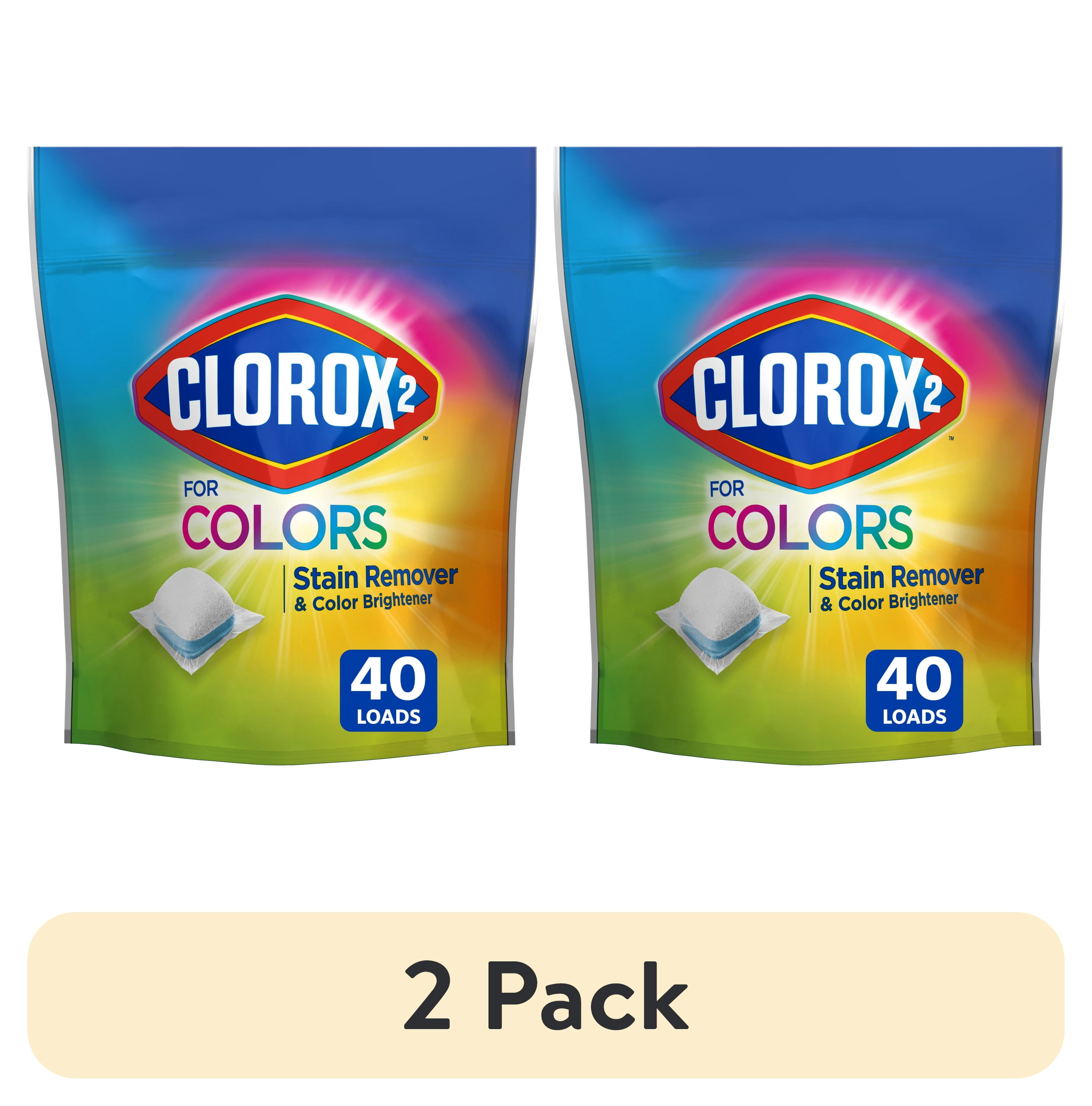 (2 pack) Clorox 2 for Colors Laundry Stain Remover and Color Booster Pods, Regular, 25.4 oz, 40 Count