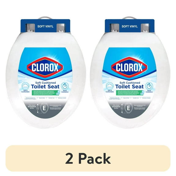 (2 pack) Clorox Antimicrobial Elongated Soft Cushioned Toilet Seat