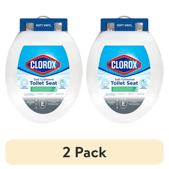 (2 pack) Clorox Antimicrobial Elongated Soft Cushioned Toilet Seat