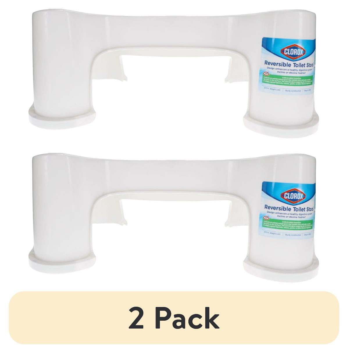 (2 pack) Clorox Antimicrobial Reversible Toilet Stool with Elevated Support, White, 250 lb Limit