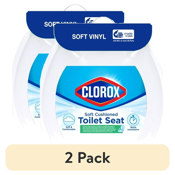 (2 pack) Clorox Antimicrobial Round Soft Cushioned Toilet Seat