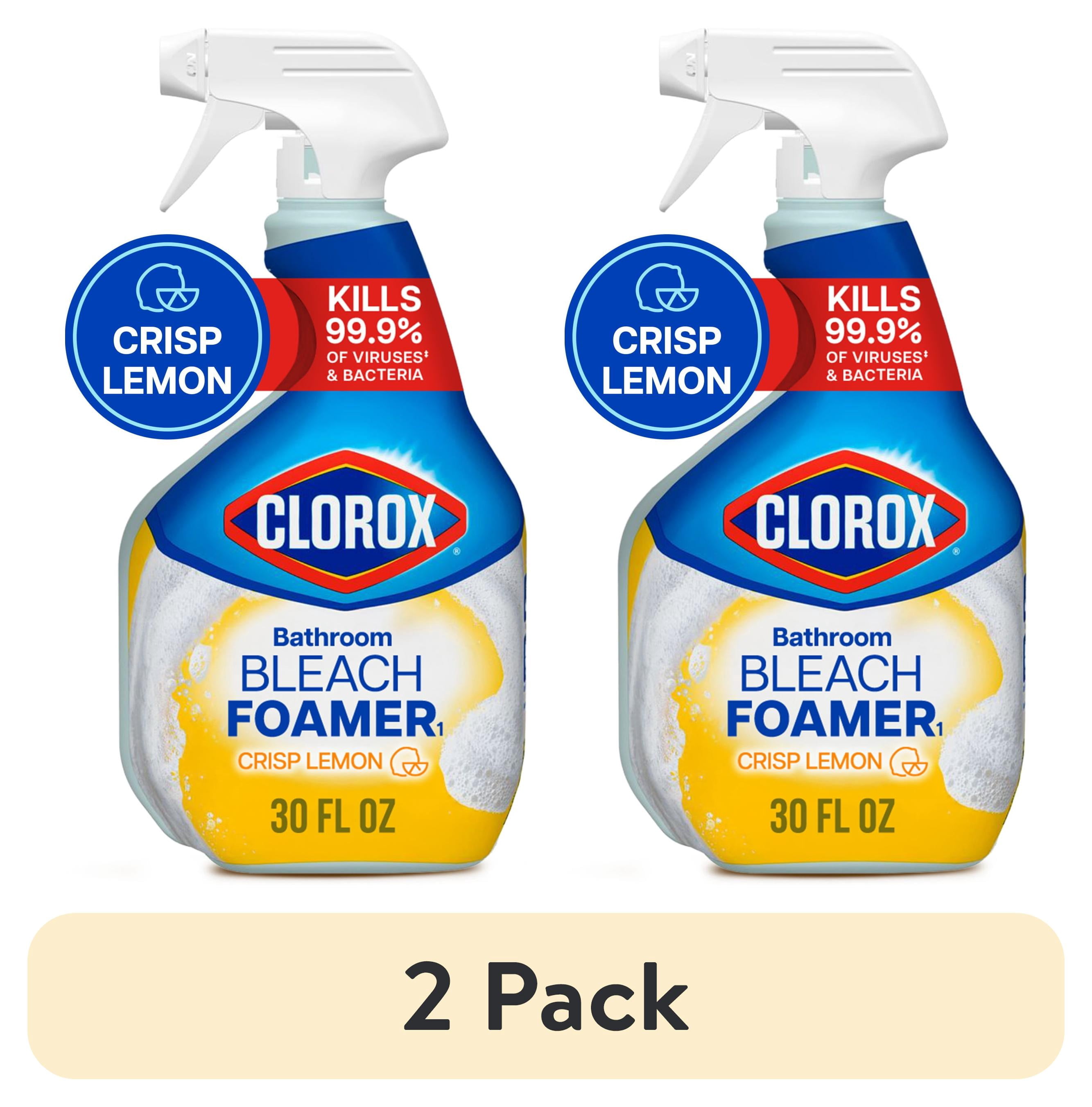 (2 pack) Clorox Bleach Foamer Bathroom and Shower Cleaner Spray, Crisp Lemon, 30 fl oz