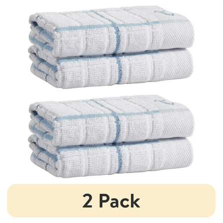 (2 pack) Clorox Cotton Dish Cloths 2 Pack, Absorbent for Cooking, Drying Dishes, Cleaning - (12" x 12") Blue