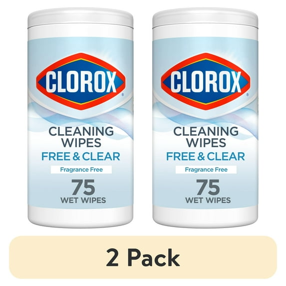 (2 pack) Clorox Free & Clear Cleaning Wipes, Fragrance Free, 75 Count